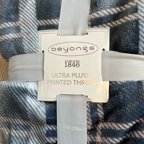 Ultra Plush Blue And Gray Plaid Throw - NWT - Picture 3 of 5